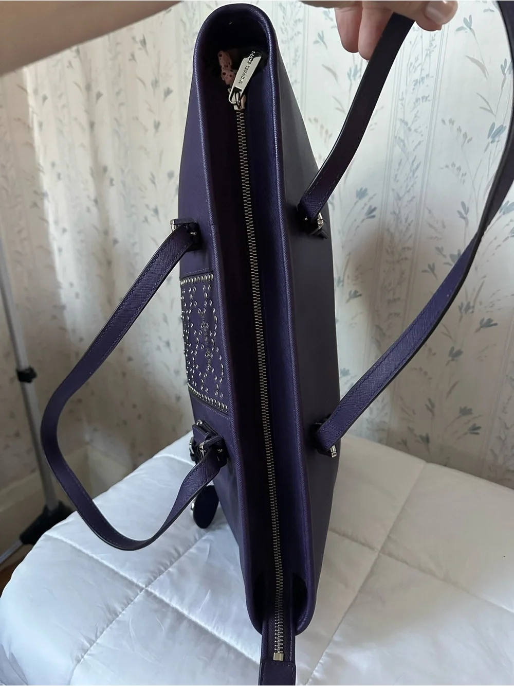 Michael Kors Purple Studded Leather Tote